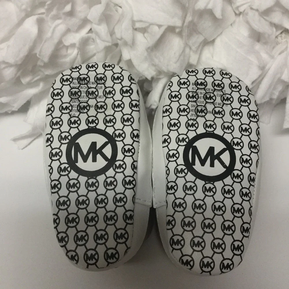 MICHAEL MICHAEL KORS sz 3 Baby Shoes Soft Sole Slip On Metallic Bows Gold NWT
